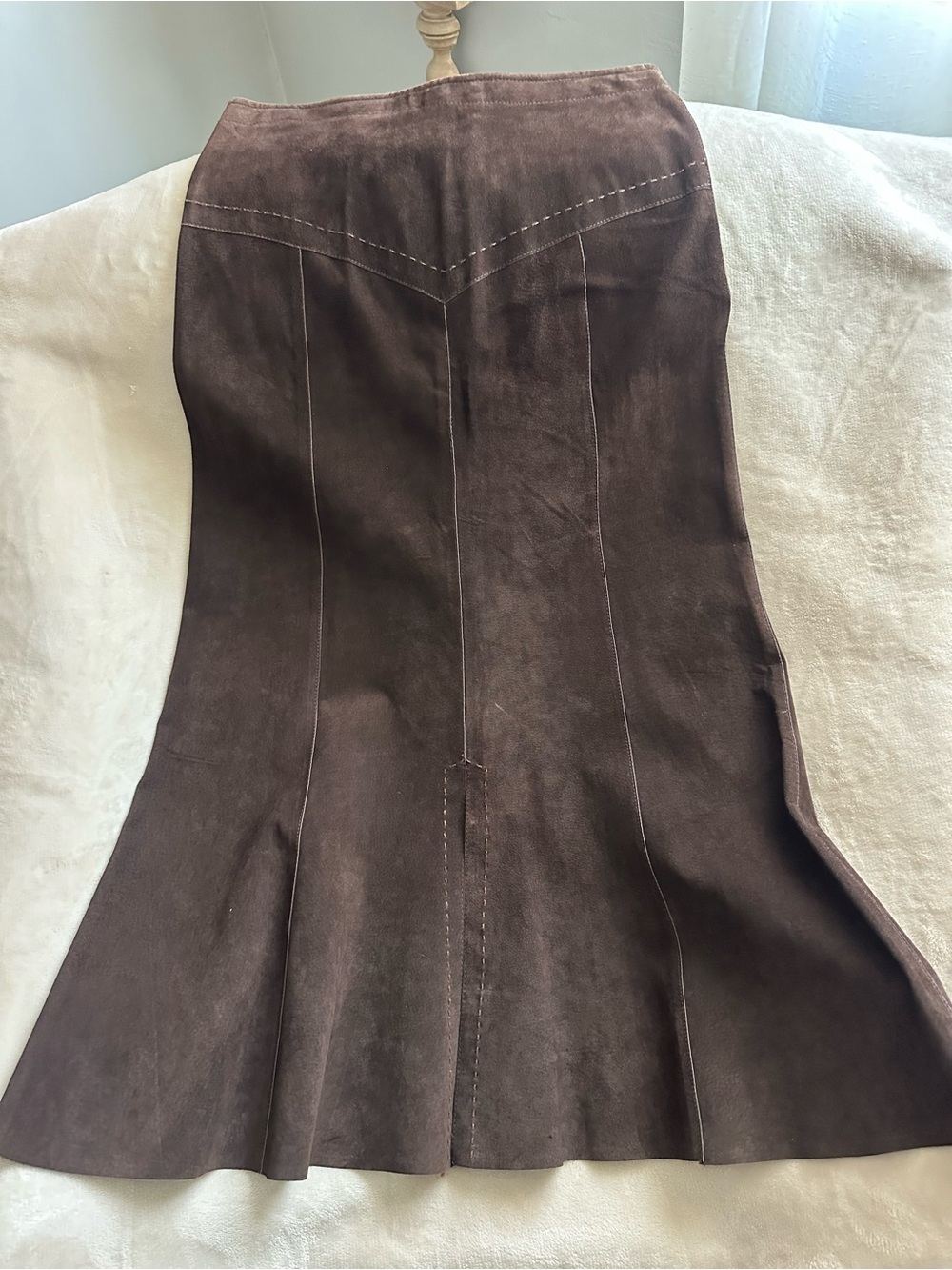 Vintage Brown Suede Leather Maxi Skirt. - Picture 2 of 9
